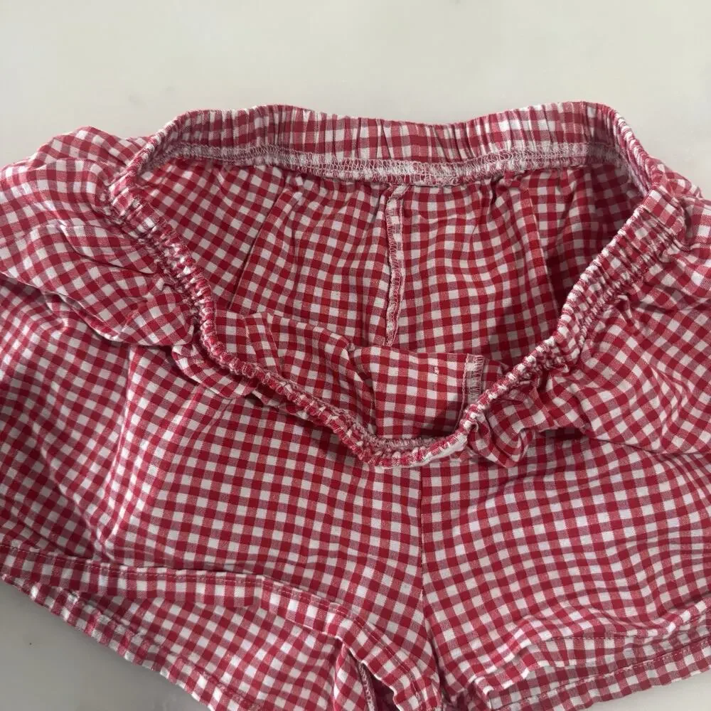 Red White Gingham Plaid Boxer Shorts Women’s L Lounge Pajama Coquette Pinterest